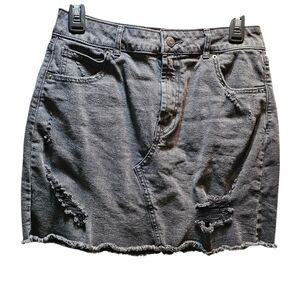 wild fable, Sz 10, Black Distressed Denim Mini Skirt